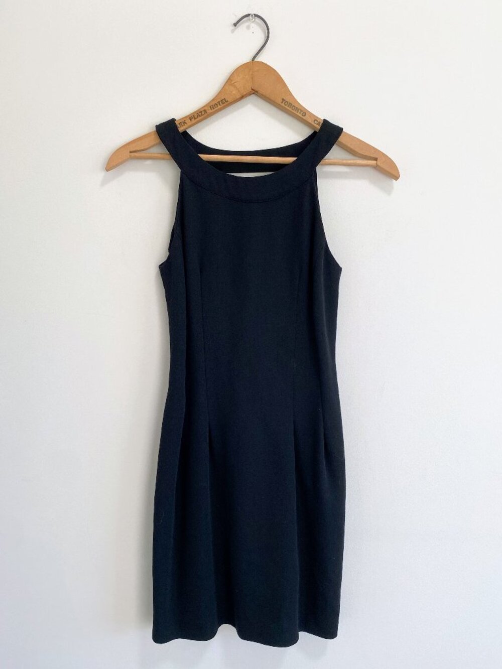 Vintage Black Le Château High Neck Mini Dress / 90s / Made in Canada